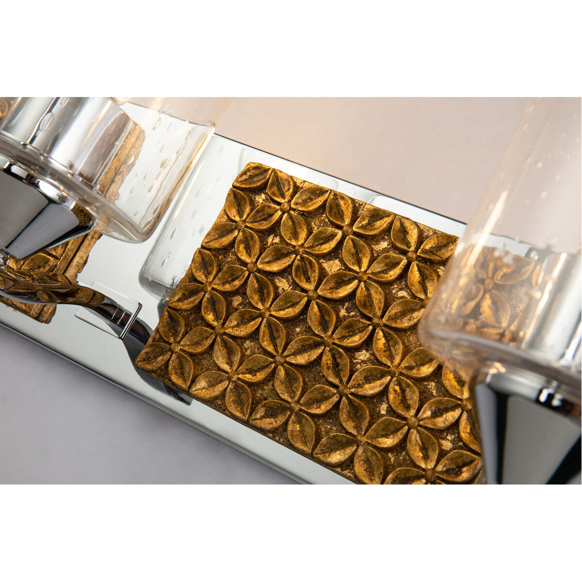 Arcadia 3 Light 22 inch PC Bath Light Wall Light in Polished Chrome with Gold